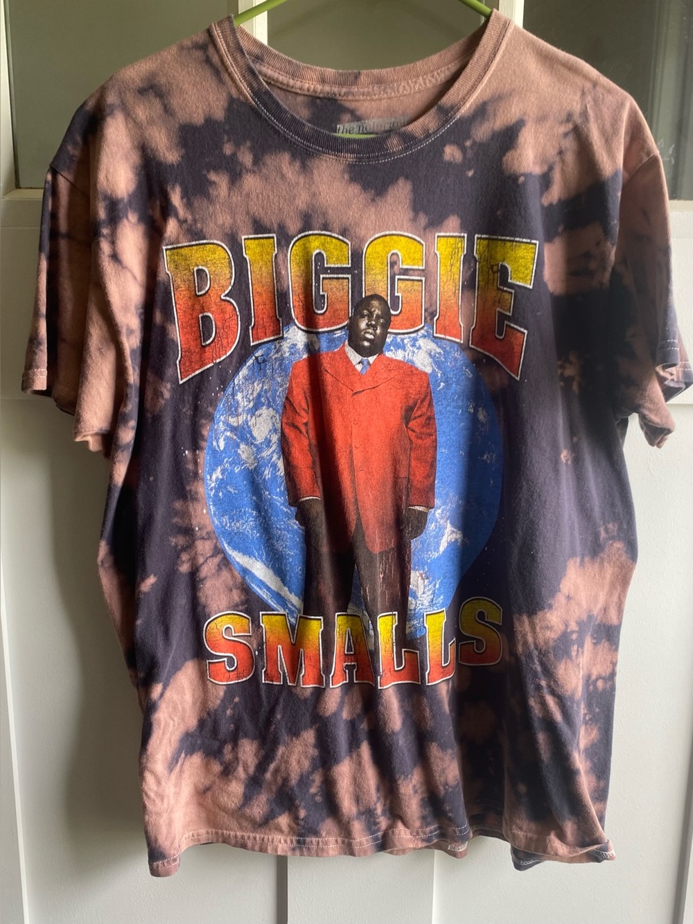 Biggie Smalls Tie-Dye Graphic Tee — Black & Brown with Red Accent